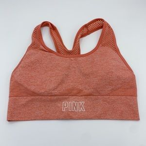 VS Pink Orange Mesh Strap Pull On Sports Bra
